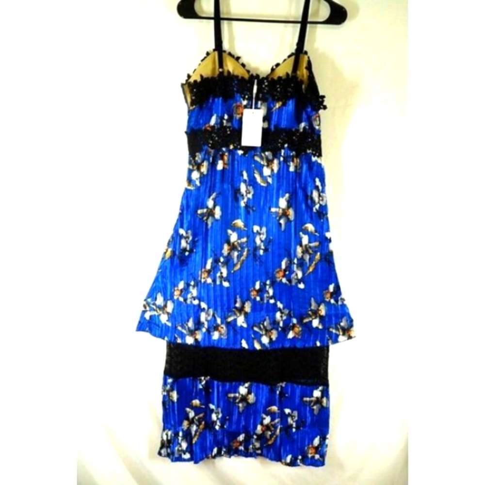 FOXIEDOX Lace Midi Dress Blue Floral Flowers Women Teen New NWT 6 MenWomenStyles - Picture 3 of 12